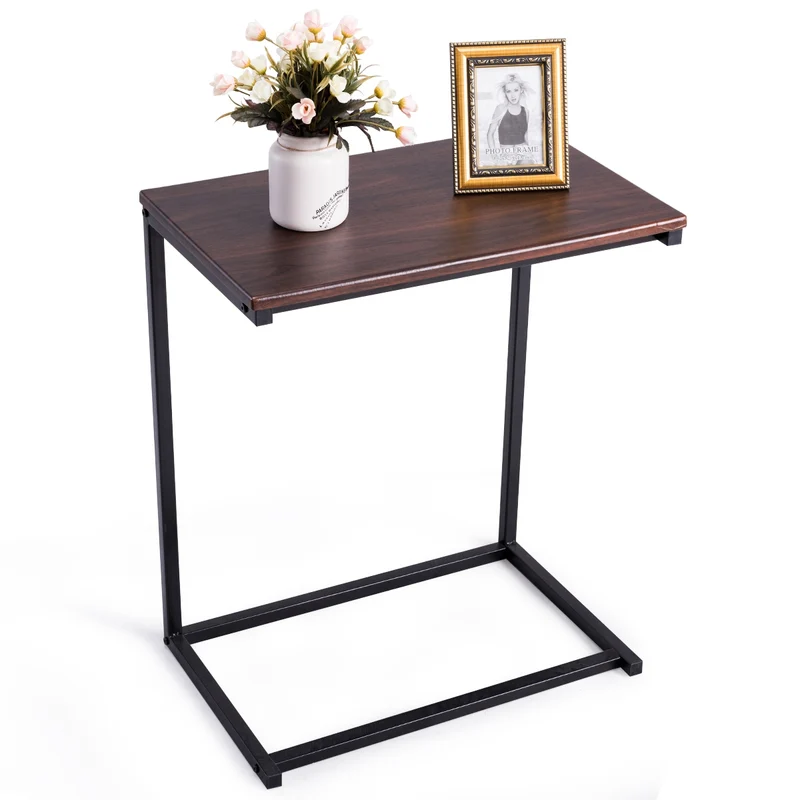 Costway - Tavolino divano, Scrivania Stretta, 65x55x35cm, Tavolino da caffè, Tavolino per Laptop, Tavolino salotto, Noce