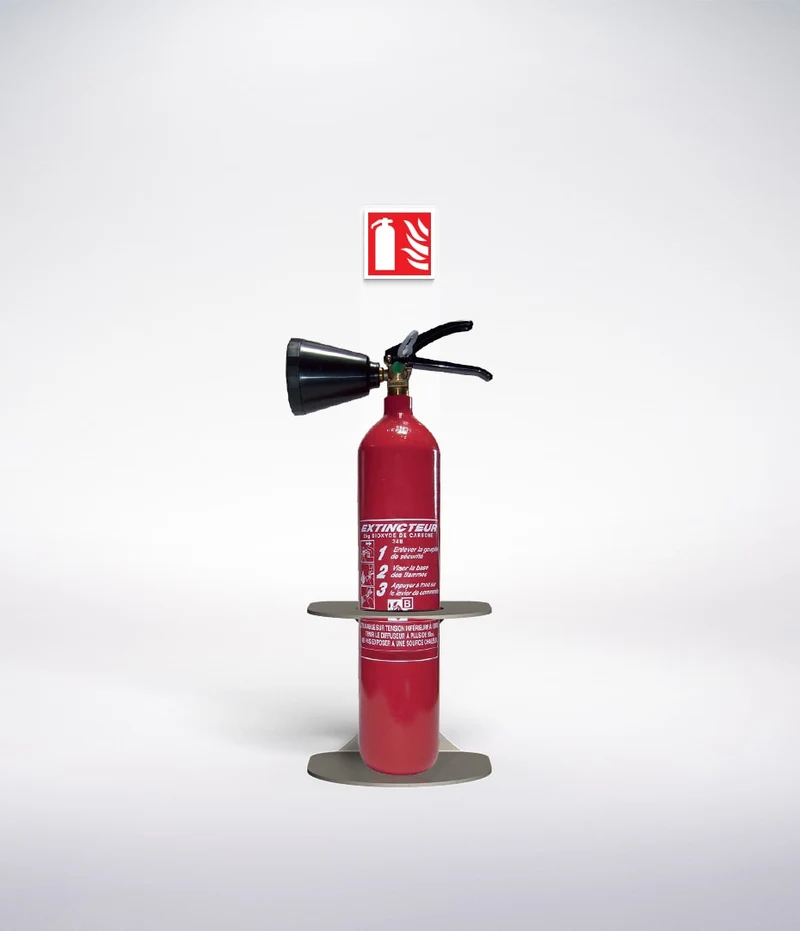 Plot 120mm - Mouse Grey Stand or Bracket for C02 2kg Fire Extinguisher