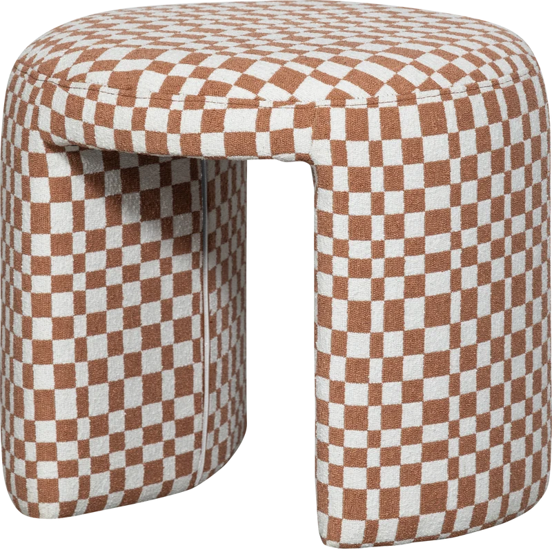 Set di 2 — Sgabello imbottito Charlie a scacchi arancio