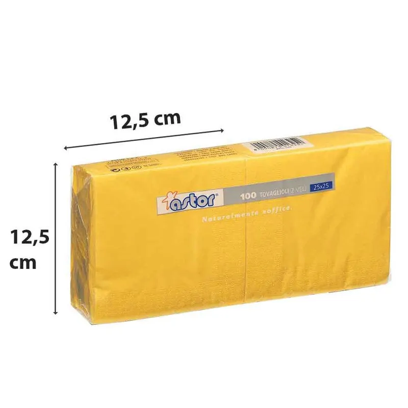 Tovaglioli 25x25 2 Veli 100pz Giallo