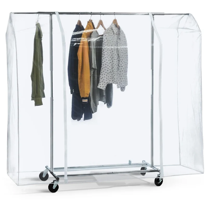 Tatkraft Big - Copertura Protettiva Antipolvere per Stand Appendiabiti, Copertura per porta Abiti, Facile da aprire e chiudere,Trasparente, L183 cm