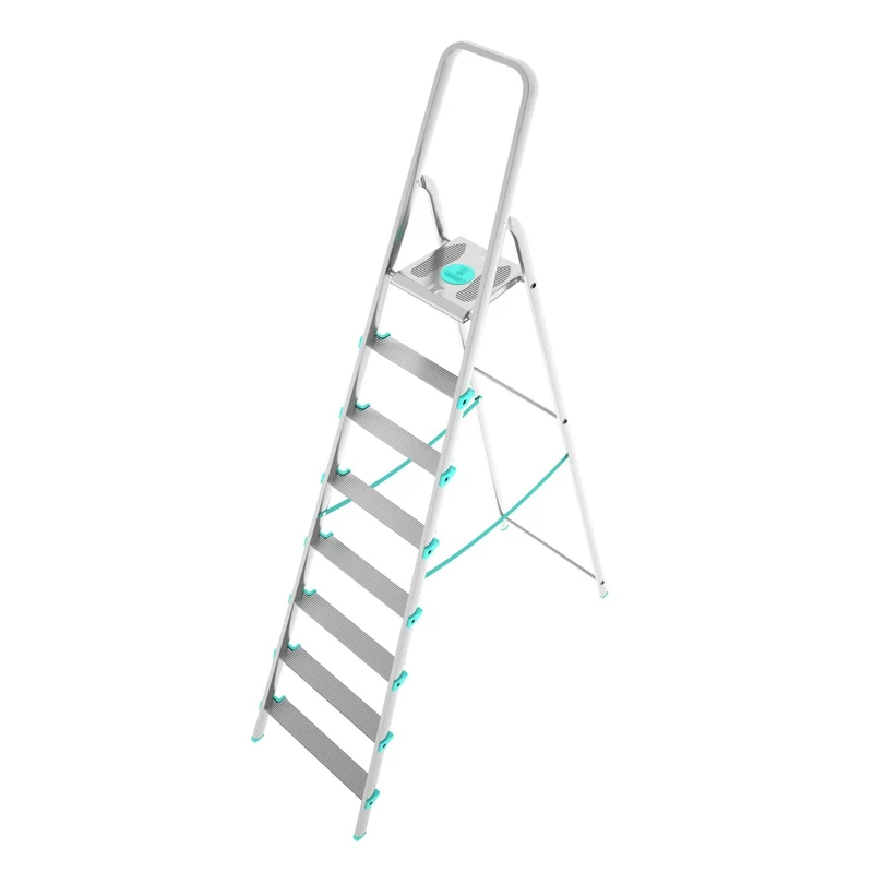 Colombo LIBELLULA - Scala a pioli, 8 gradini, Scaletta Domestica Pieghevole, Altezza 174 cm, Portata max 150kg, Scaletta alluminio, Made in Italy