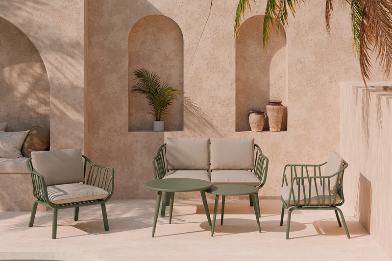 Set da giardino MIKONOS – divano, 2 poltrone e tavolino