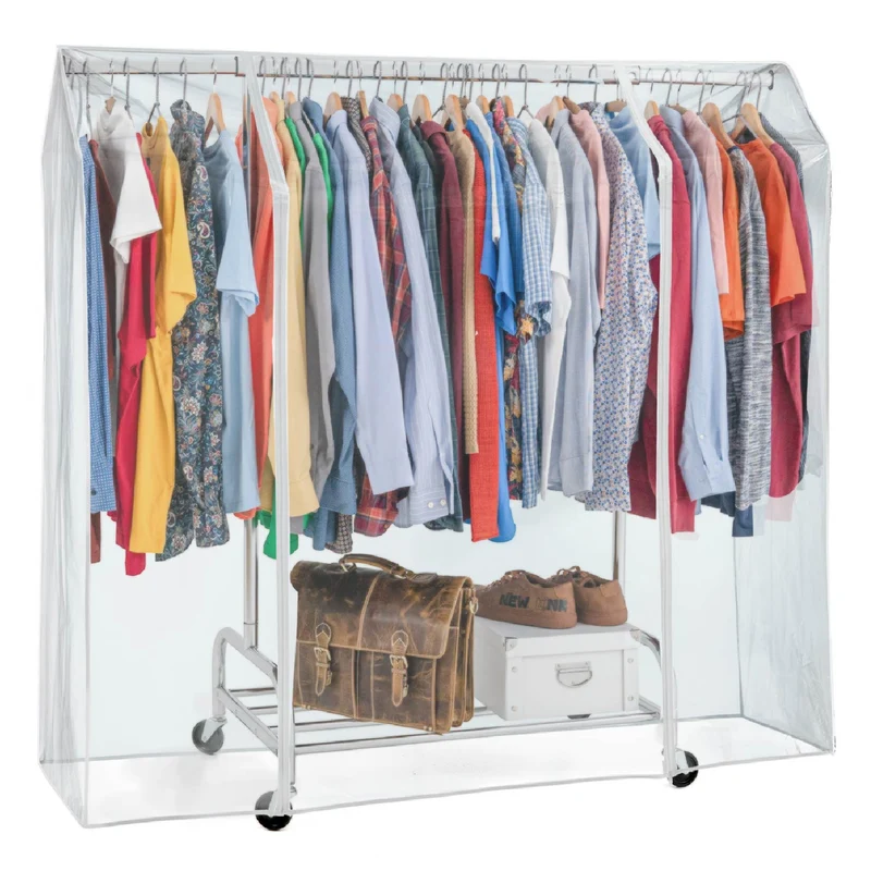Tatkraft Tiger & Defender – Stand Appendiabiti Professionale con Copertura, Portata 100 kg, con Ruote e Ripiano, 92–160×50×147 cm, Acciaio Cromato