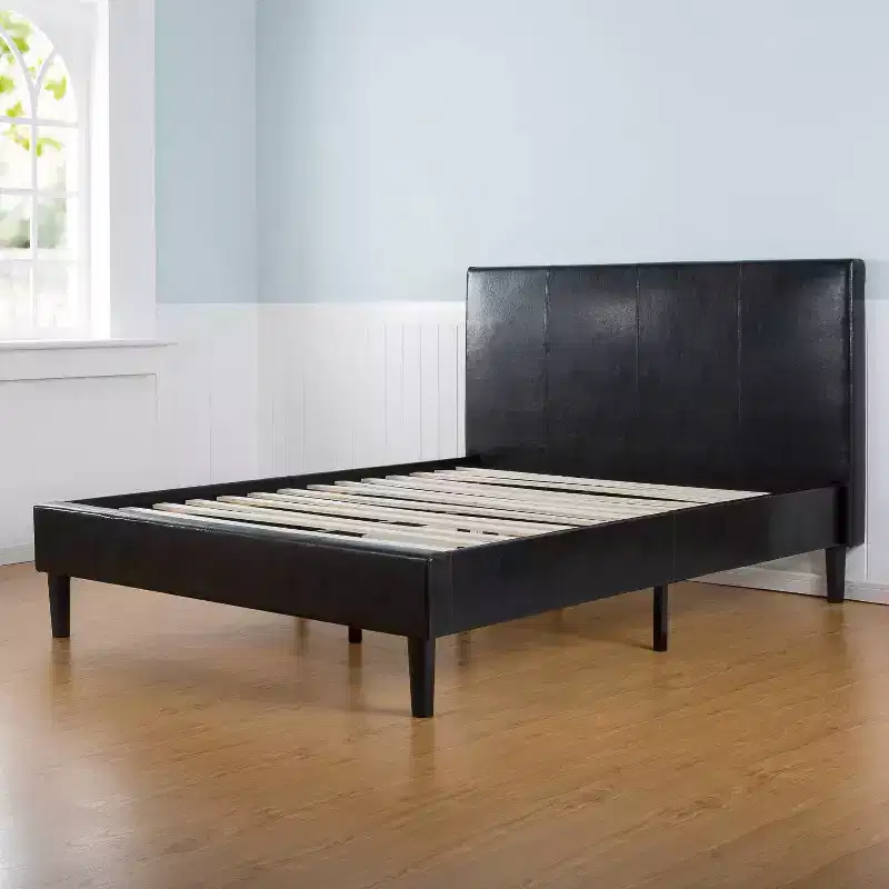 Letto a Piattaforma in Similpelle Marrone Scuro - Design Moderno a Basso Profilo, Nessun Materasso a Molle Necessario