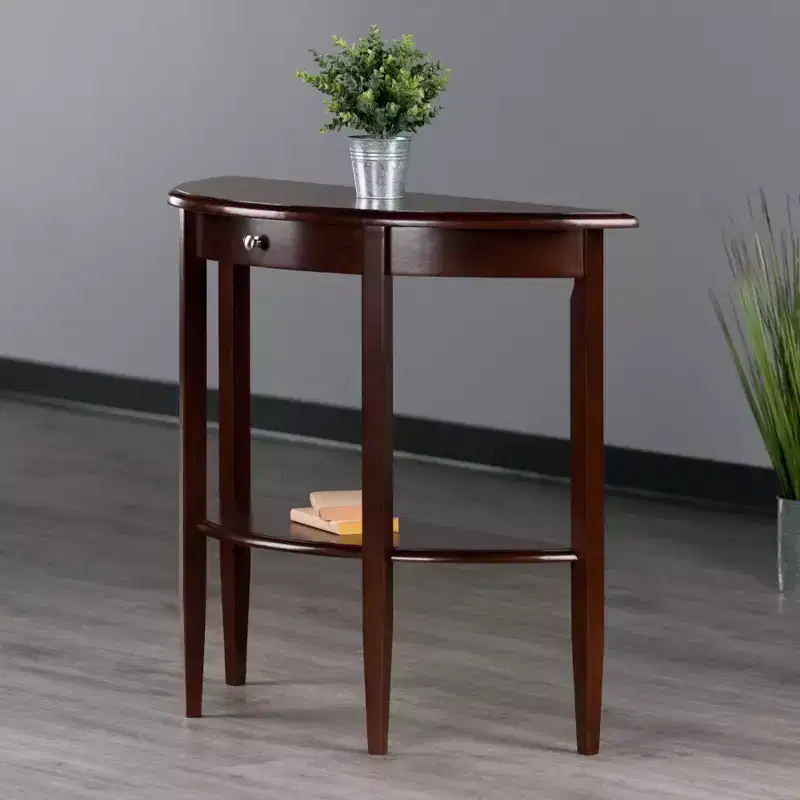 Tavolino Timer con cassetti e ripiano in nero - Legno massello, dettagli maniglie cromate
