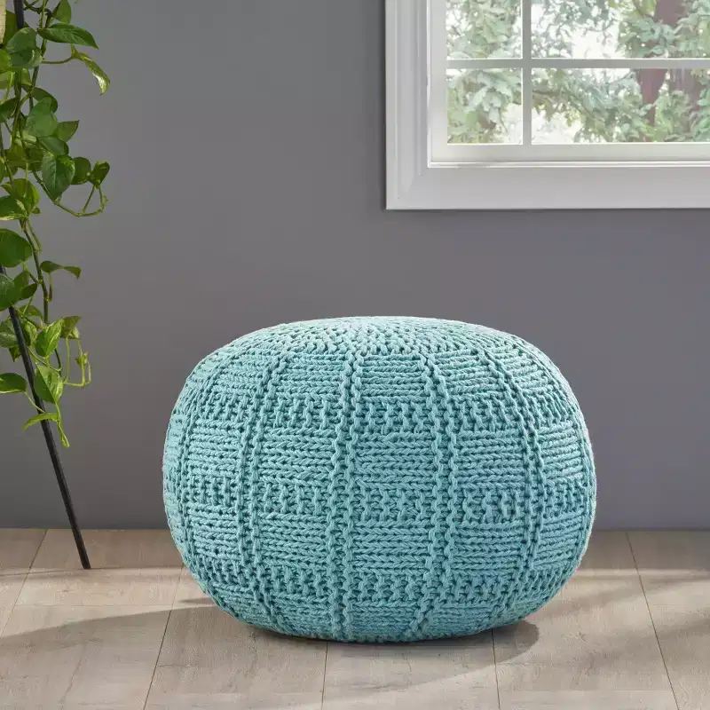 Pouf Moderno Artigianale in Tessuto - Cuscino da Pavimento Versatile per Salotti