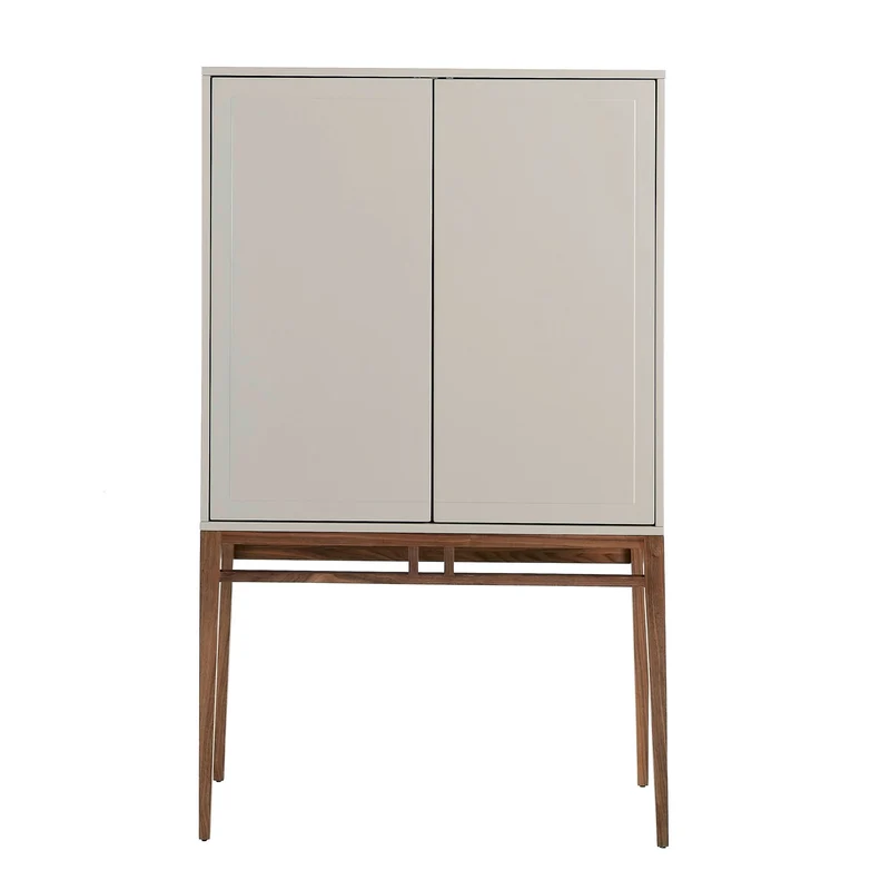 Credenza alta beige e noce