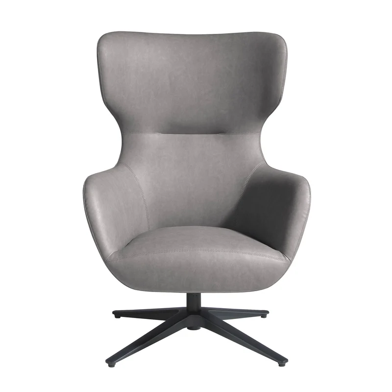 Poltrona girevole in ecopelle grigio scuro