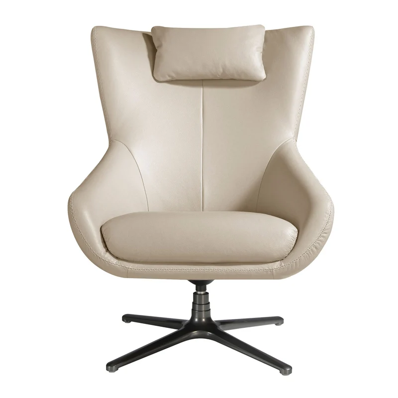 Poltrona girevole in pelle grigio taupe
