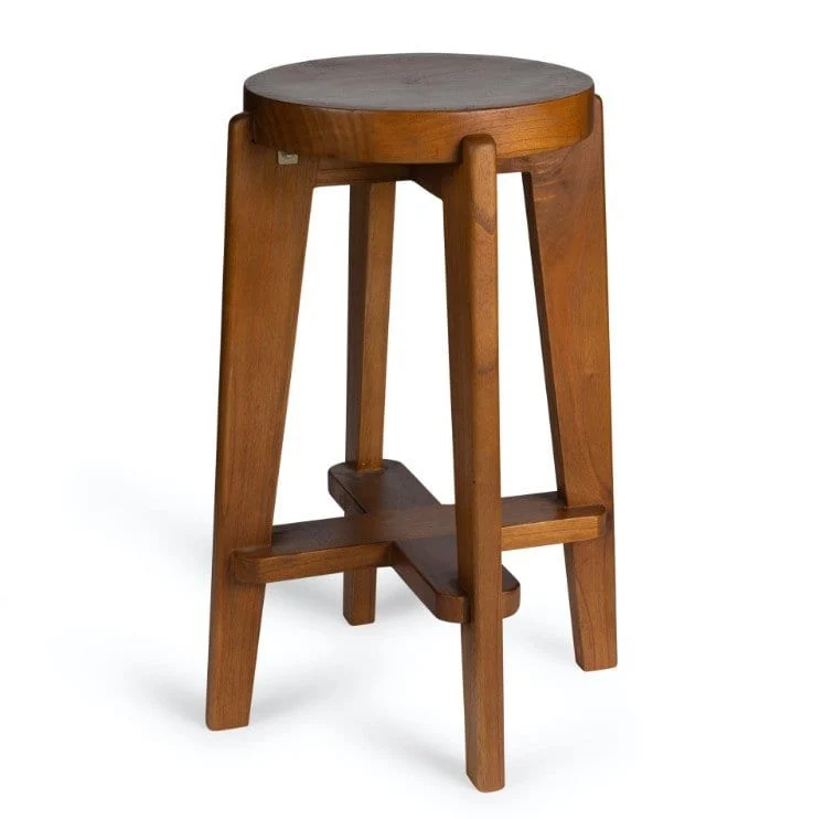 Bar Stool Wood DT.W.19. H68cm - Dark Brown - Pierre Jeanneret Edition