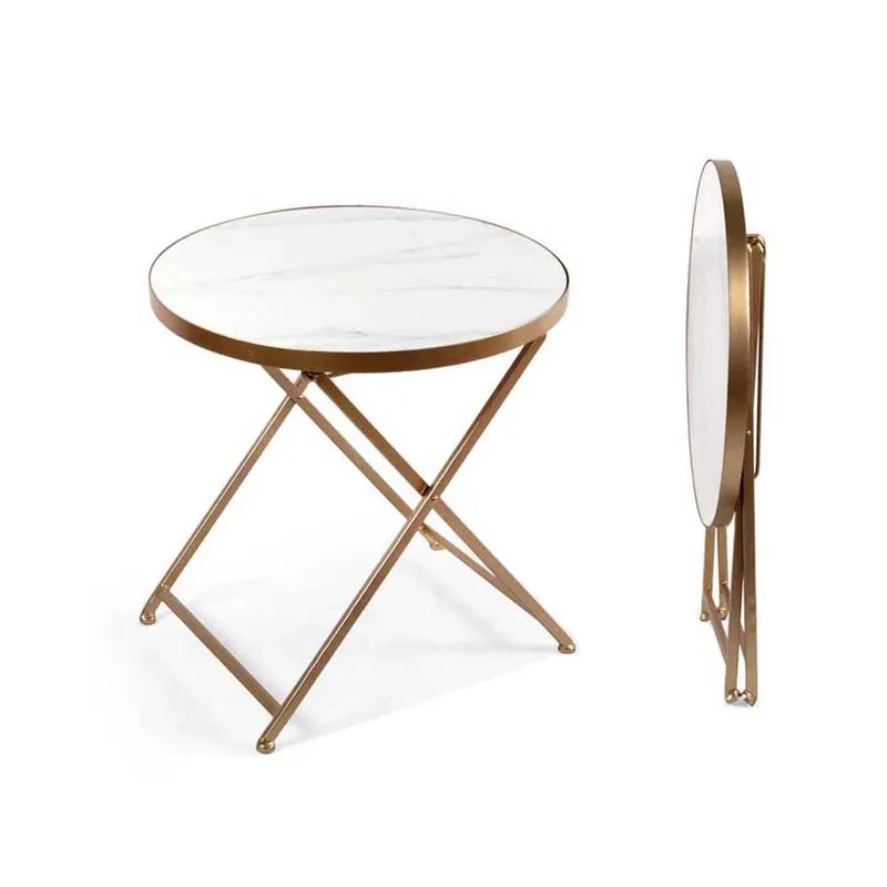 Tavolino Pieghevole Metal E Marmo 50cm