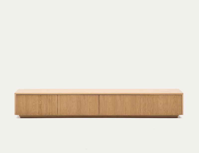 Mobile TV Helvine 4 cassetti di impiallacciatura in rovere 200 x 40 cm h30cm FSC 100%