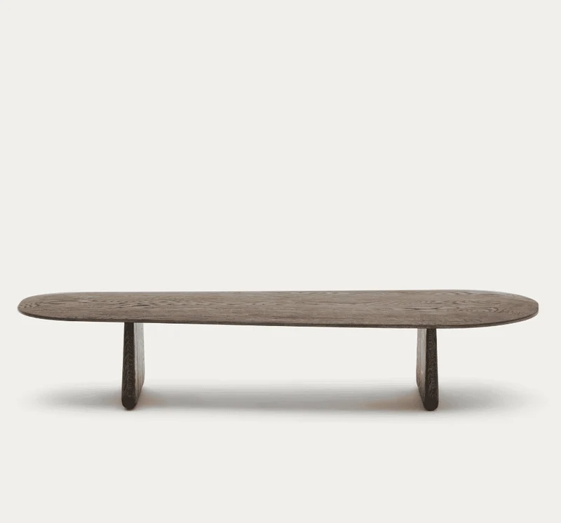 Tavolino salotto Pirita di legno massello di rovere con finitura scuro 146 x 56,5 cm FSC 100%