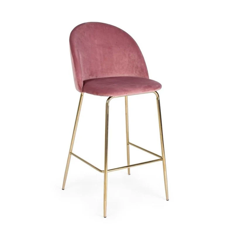 Set 2 sgabelli bar CARRY Velluto rosa