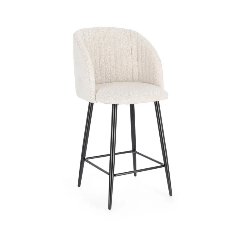Set 2 Sgabello Fancy bouclè avorio h65