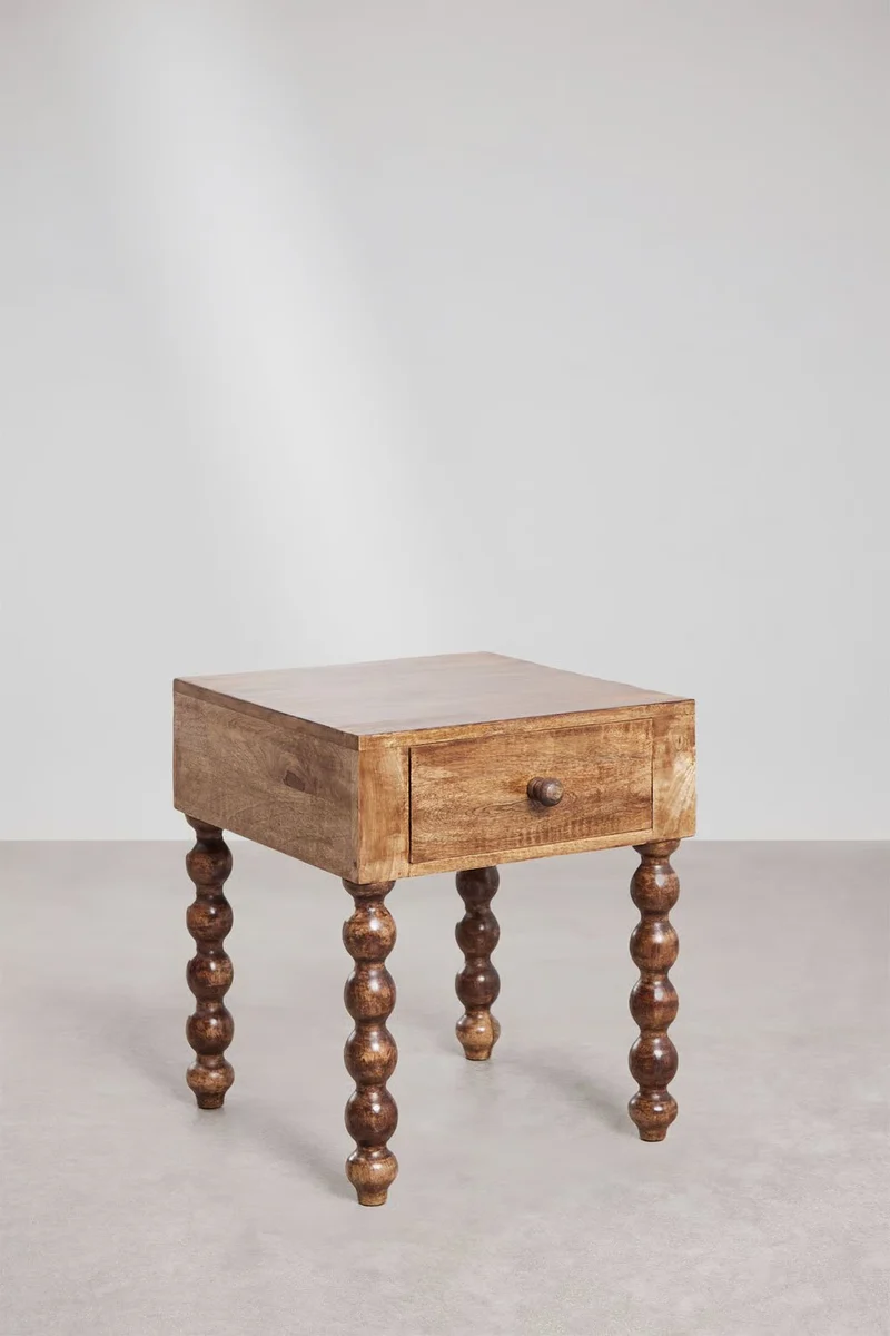 Tessaia - Comodino rettangolare 45x50 cm in legno di mango
