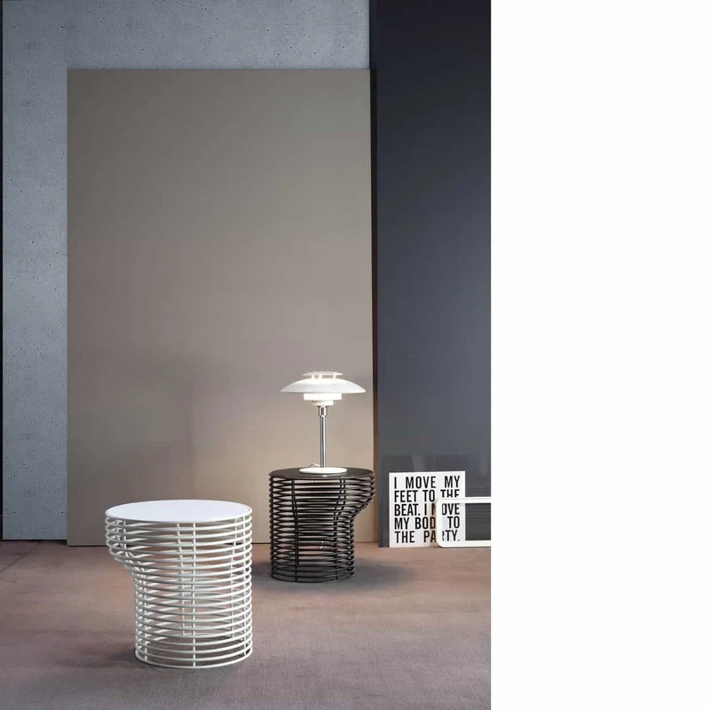 Tavolino ORION rotondo in acciaio e vetro Ø50 cm by Bonaldo