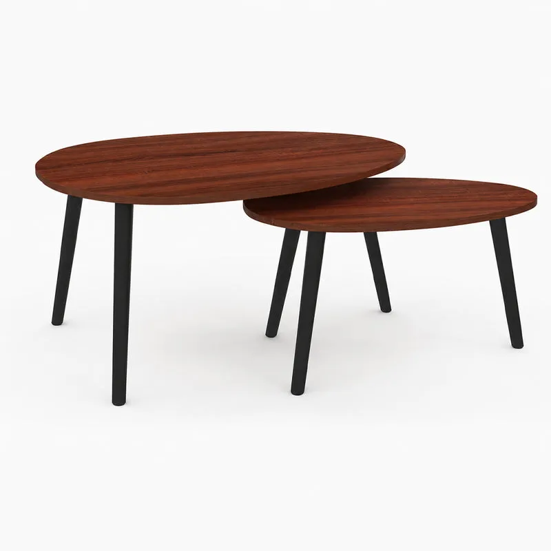 SET TAVOLINI BICCO 2PZ Ø60/Ø40 MOGANO