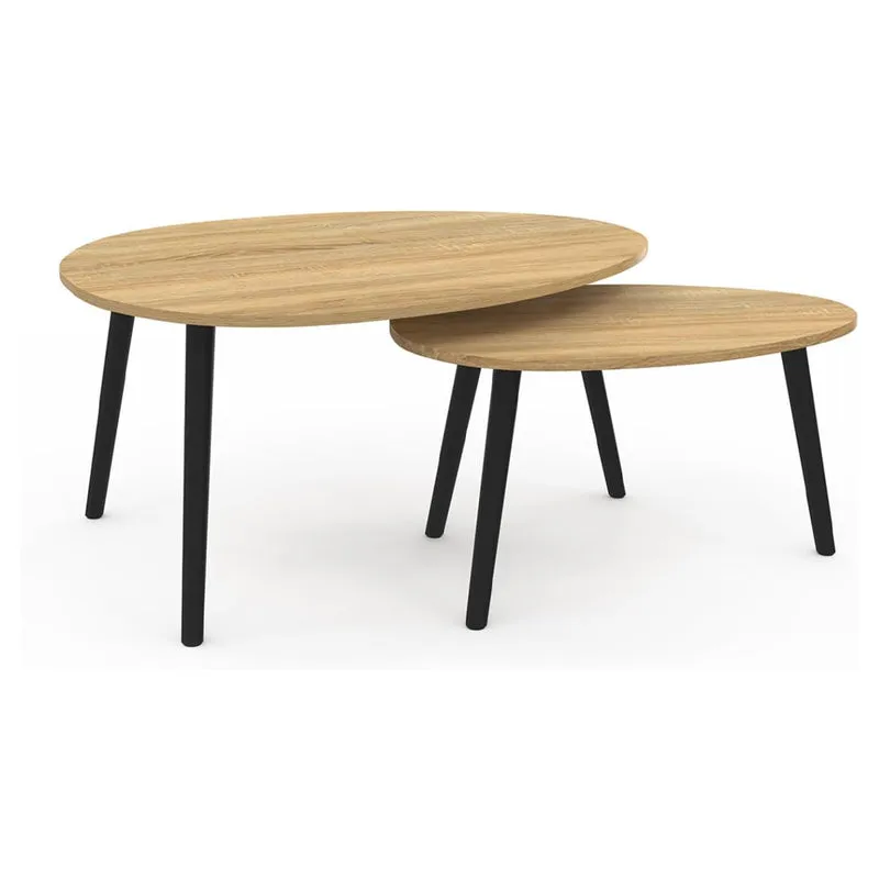 SET TAVOLINI BICCO 2PZ Ø60/Ø40 ROVERE