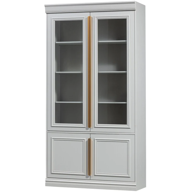 Vetrina organize con ante in vetro 44 cm pino nebbia [fsc]