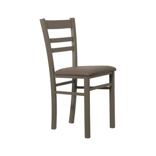Sedia Filettino Legno Con Seduta Ecopelle Tortora