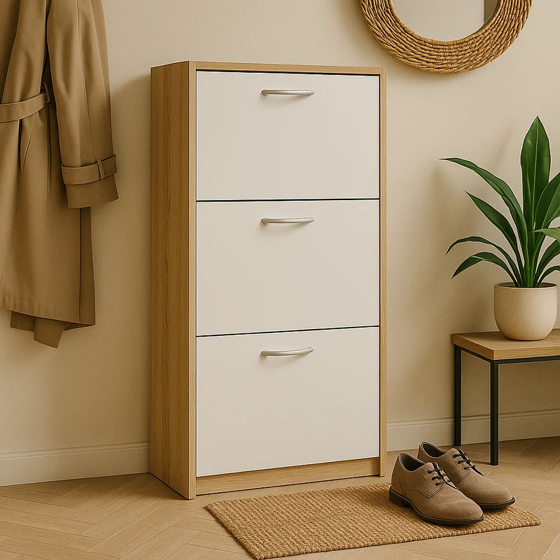 Scarpiera Fresia Slim 3 Ante 12 Paia Bianco