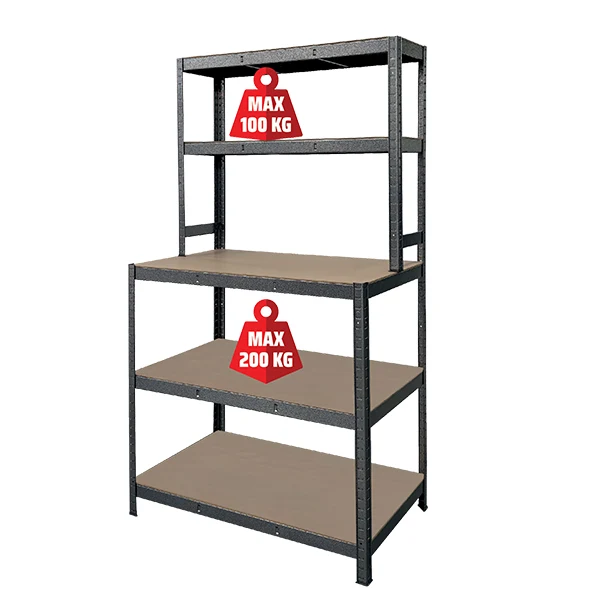 Banco Lavoro Con Ripiano Metallo+Mdf 100x60x180 Cm