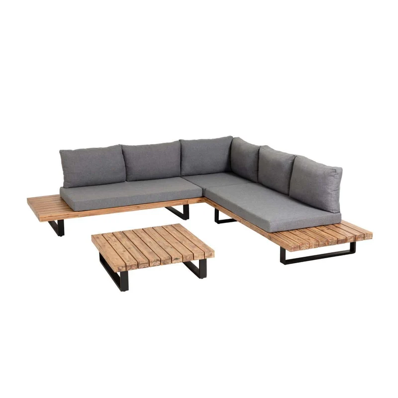 Set ZALIKA divano angolare 5 posti e tavolo FSC 100%