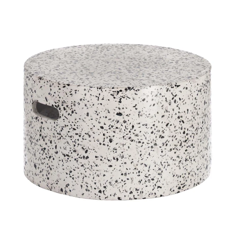 Tavolino JENELL in terrazzo bianco Ø 52 cm