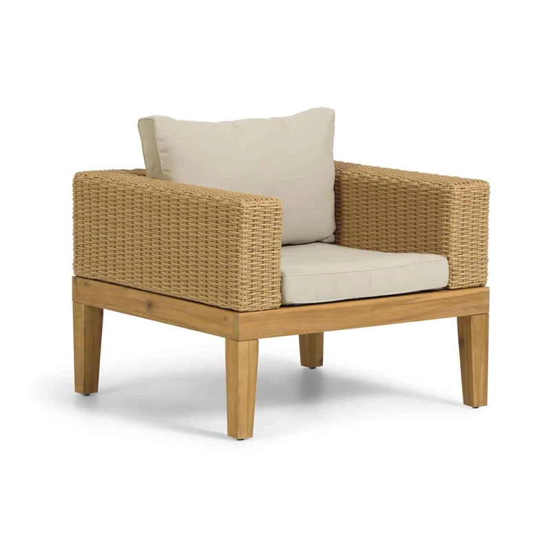 Poltrona GIANA in legno massiccio di acacia e rattan FSC 100%