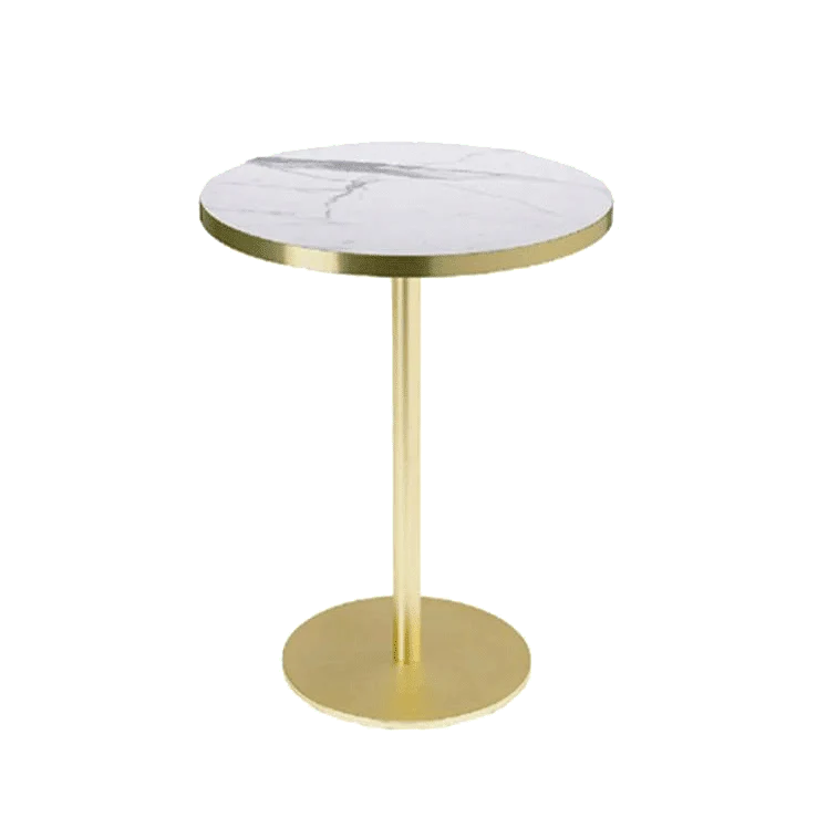 Tavolo alto h 110cm TIFFANY con piano rotondo Ø 70 cm o quadrato 60x60cm - Basamento ottone / Top in ceramica