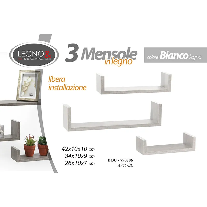 S/3 Mensole Legno 42/34/26 A945/
