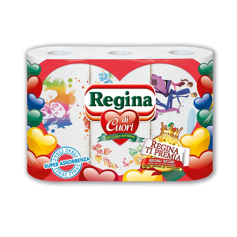 Asciugatutto Cuori 3 Rotoli Regina