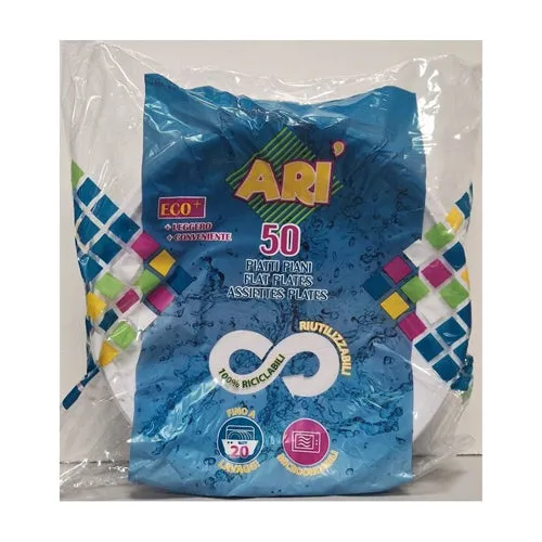 Piatti Piani 50pz Riutilizz New