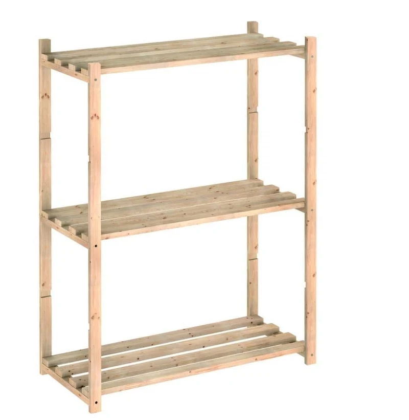 Scaffale 3 Ripiani Pino Grezzo 65x30x92,2 Cm