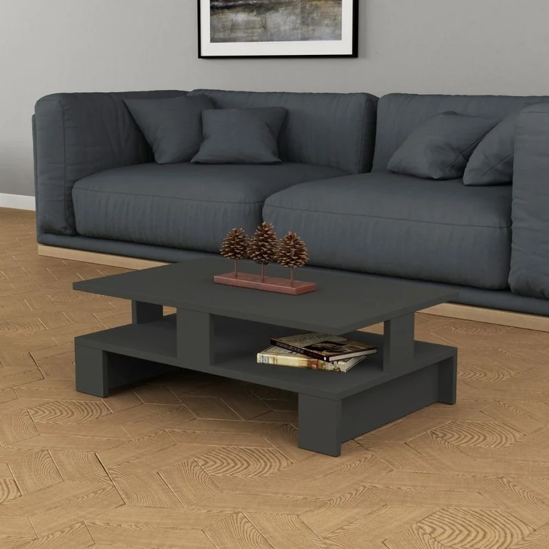 Tavolino Mansu 2 Ripiani Antracite 80x50x27,5 Cm