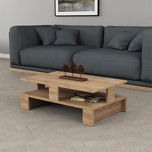 Tavolino Mansu 2 Ripiani Rovere 80x50x27,5 Cm
