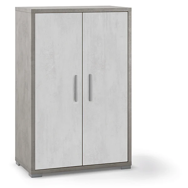 Armadio Double 2 Ante Cemento-Bianco 71x41x110 Cm