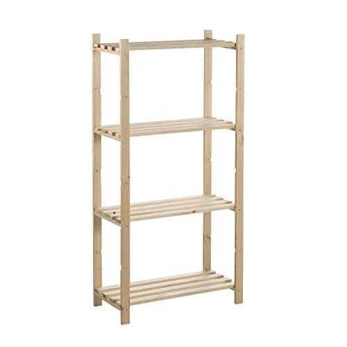 Scaffale 4 Ripiani Pino Grezzo 65x30x131,5 Cm