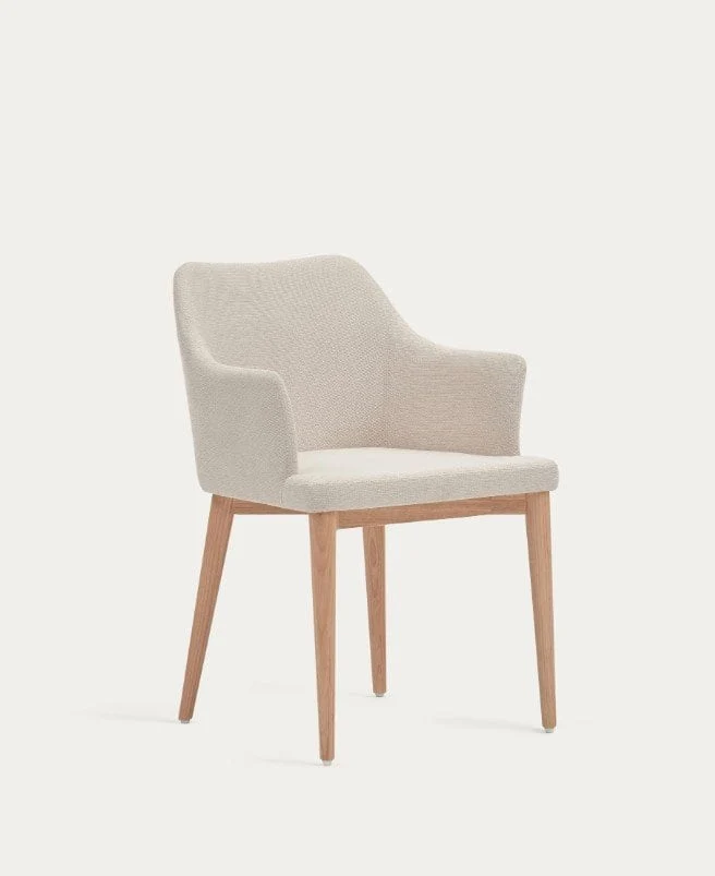 Sedia CROFT beige e gambe in legno massello