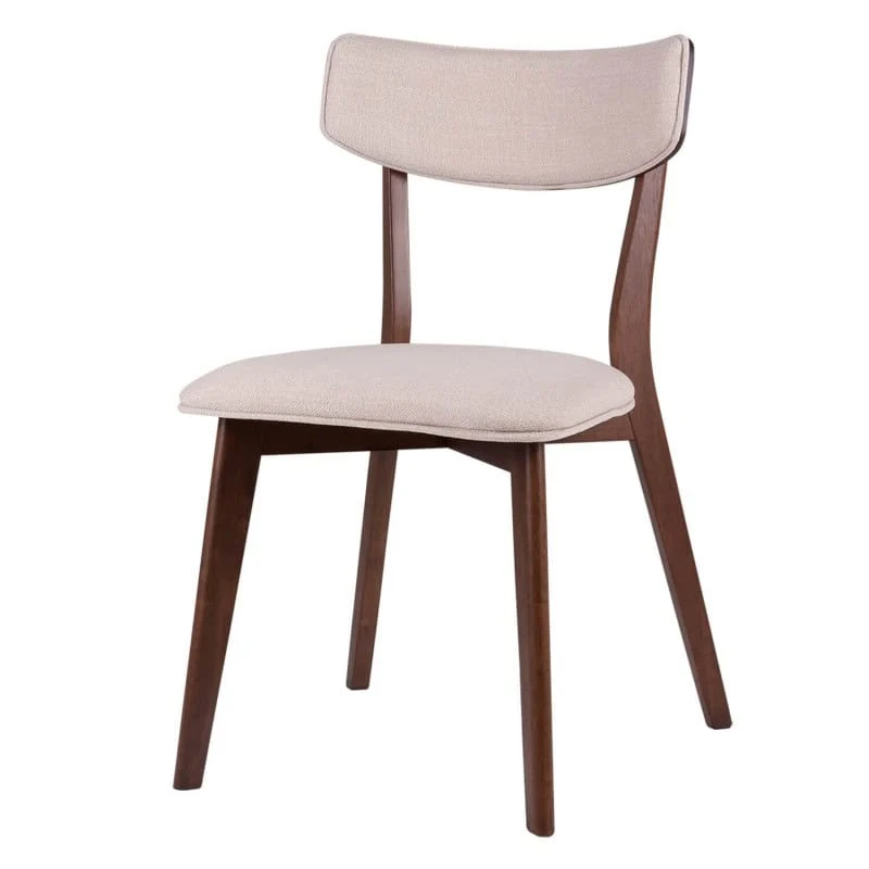 Sedia ANAIS in legno noce e tessuto beige