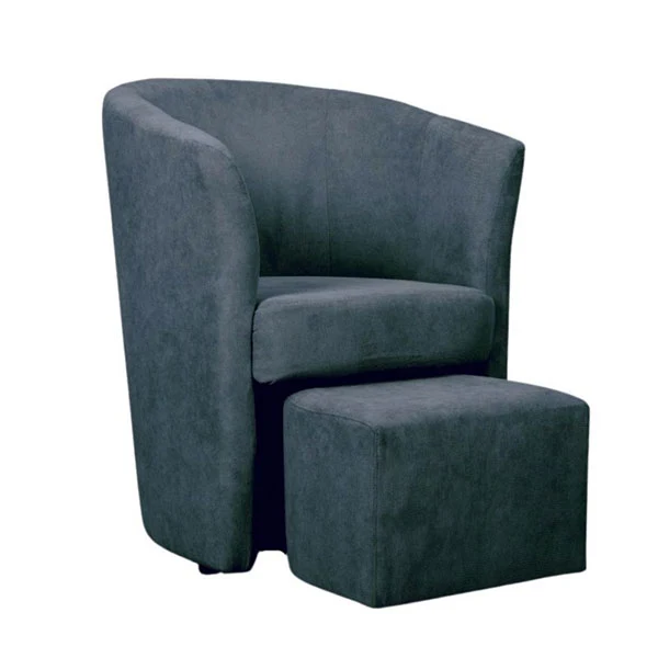 Poltroncina Djerba Con Pouf In Ecopelle Nera