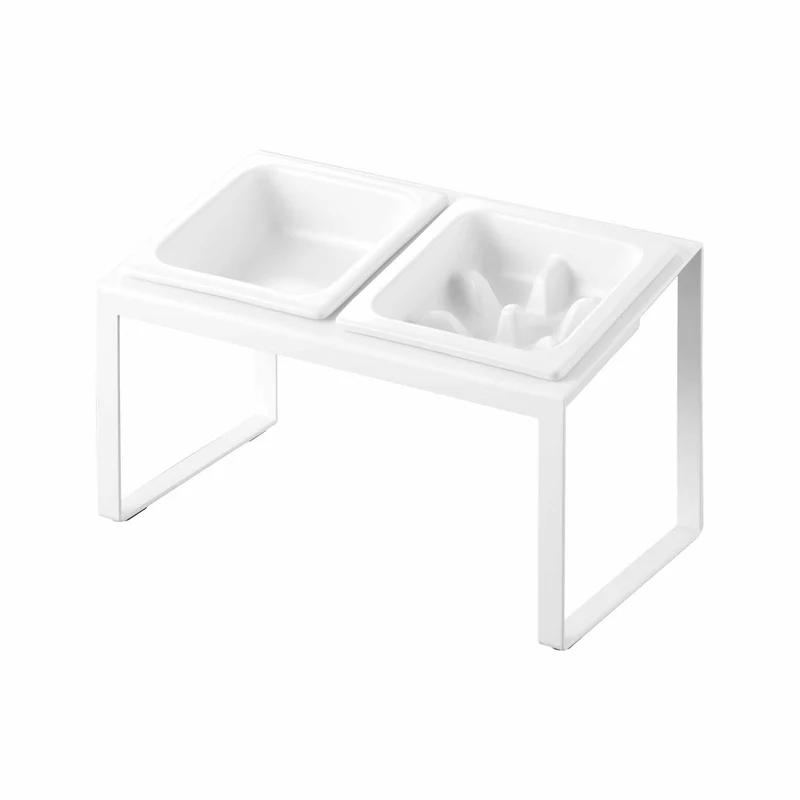 Angled Pet Food Bowls with Slow Feeder & Stand