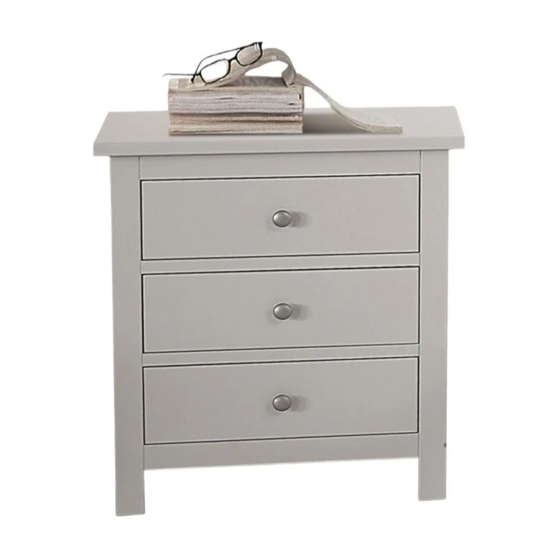 Art. 722 Comodino 2 Cassetti con Piede Alto Bianco Opaco in Legno Massello