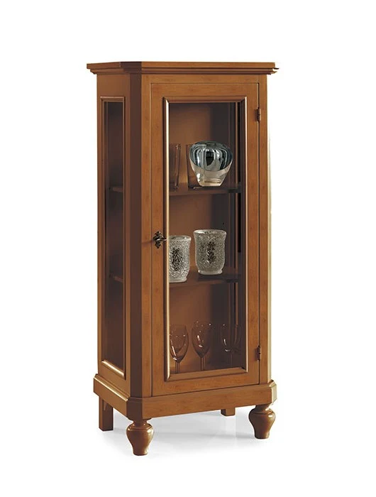 Art. 515 Vetrina 1 Anta in Legno Massello Noce Arte Povera | Vetrinetta