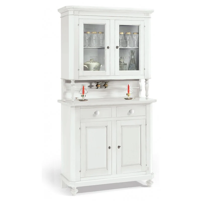 Art. 1189 Vetrina in Legno Massello Bianco Opaco Arte Povera