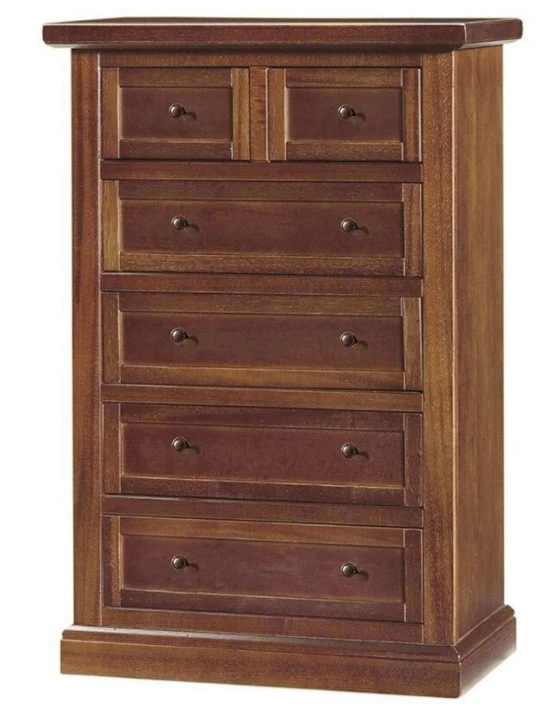 Art.393 Cassettiera 6 cassetti in legno massello noce arte povera