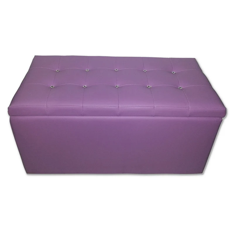 Baule Cassapanca Pouf Contenitore in Similpelle e Cristalli Renier Lilla