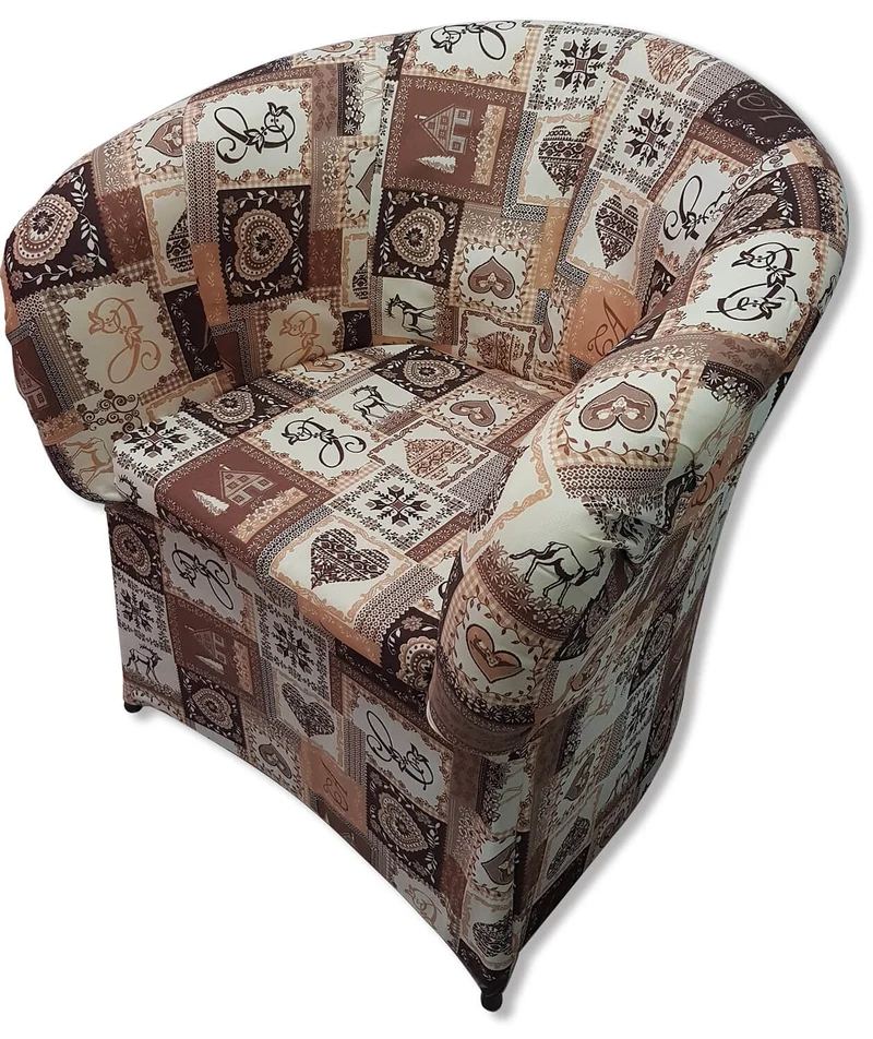 Poltrona Imbottita 65x65x75 cm in Tessuto Renier Patchwork Home